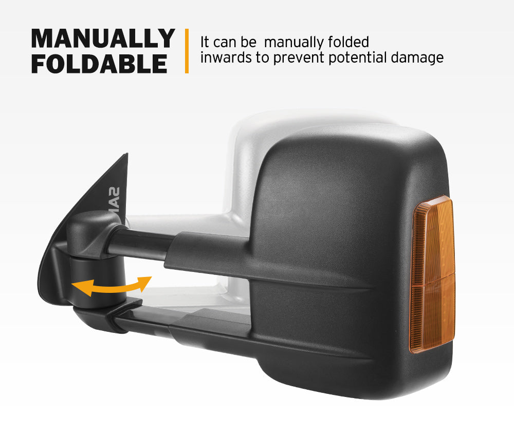 Pair Extendable Towing Gen1 Side Mirrors suits Toyota Hilux 2005-2015 N70 - Sunyee