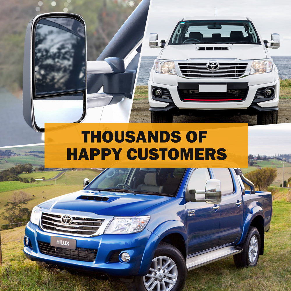 San Hima Pair Towing Mirrors Extendable for Toyota Hilux 2005-2015 N70 Silver - Sunyee