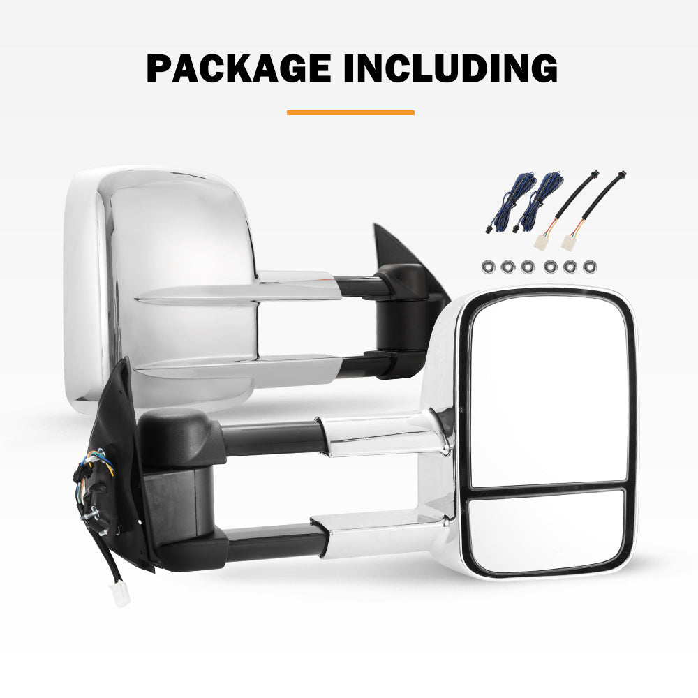 San Hima Pair Towing Mirrors Extendable for Toyota Hilux 2005-2015 N70 Silver - Sunyee