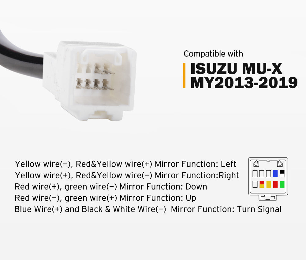 Pair Towing Extendable Side Mirrors Gen1 for Isuzu MU-X MY2013-MY2019 BLACK - Sunyee