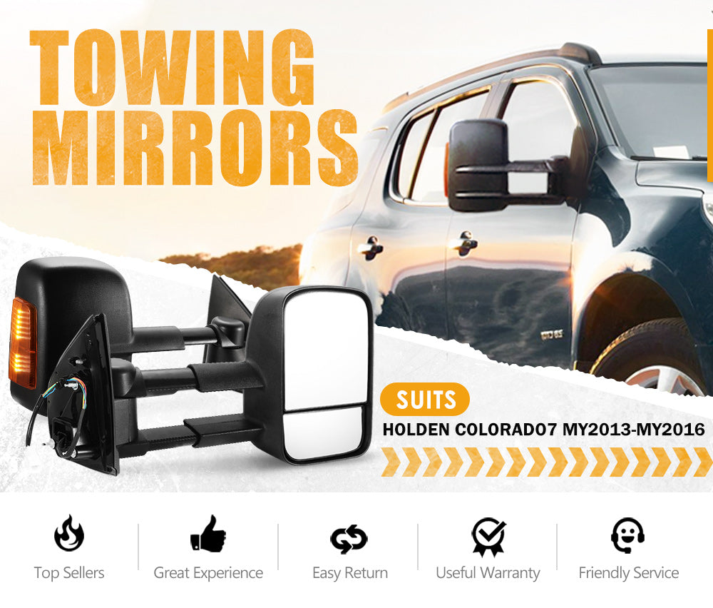San Hima Pair Extendable Towing Mirrors for Holden Colorado7 MY2013-MY2016 Black - Sunyee