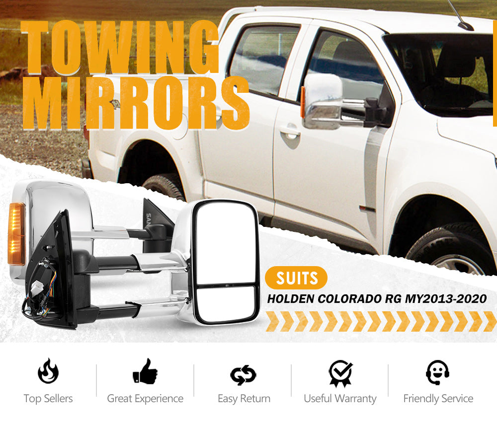 Pair Chrome Towing Extendable Side Mirrors Gen1 for Holden Colorado RG MY2013-MY2020
