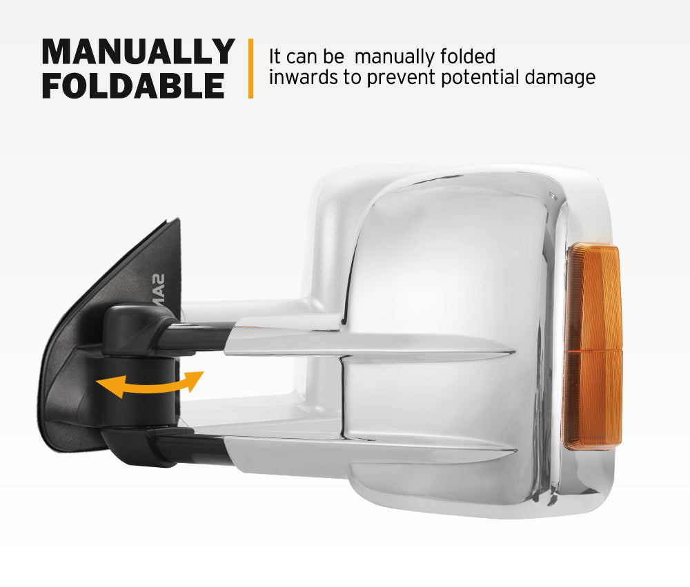 Pair Chrome Towing Extendable Side Mirrors Gen1 for Holden Colorado RG MY2013-MY2020