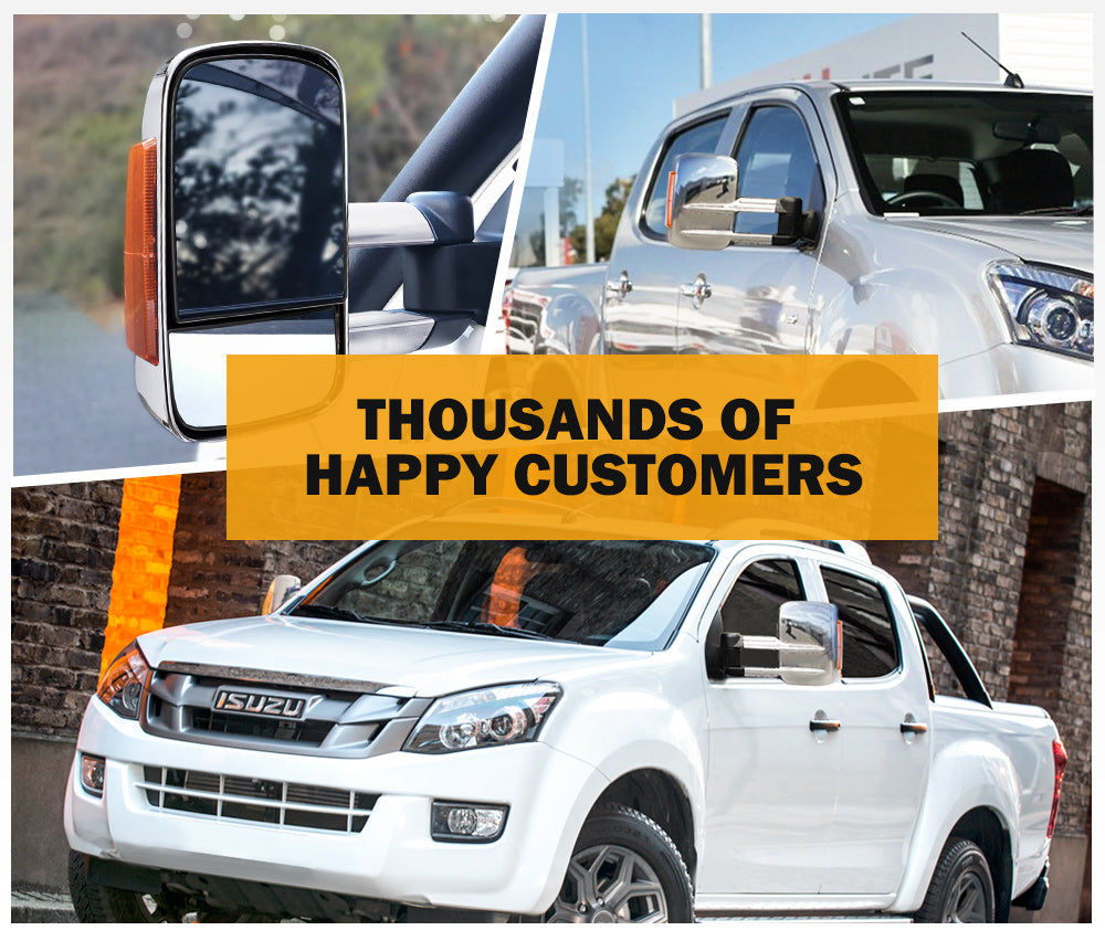 San Hima Extendable Towing Mirrors Gen1 for Isuzu D-MAX DMAX MY2012-MY2019 Chrome - Sunyee