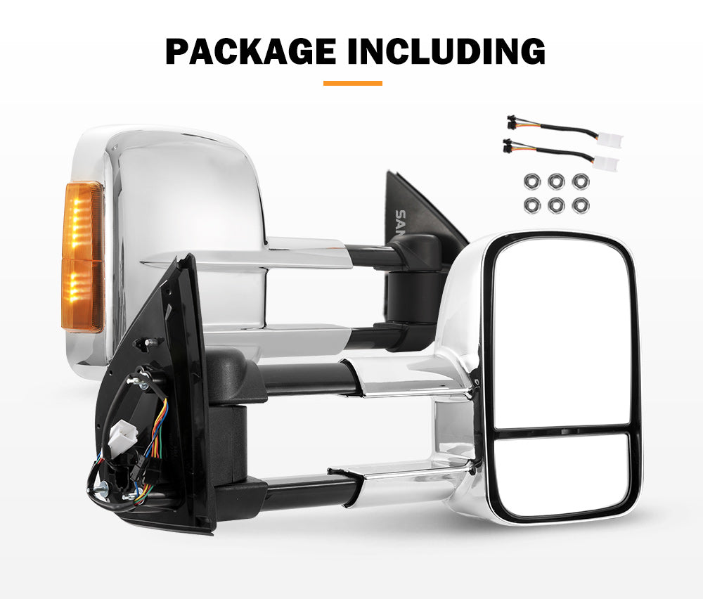 San Hima Extendable Towing Mirrors Gen1 for Isuzu D-MAX DMAX MY2012-MY2019 Chrome - Sunyee