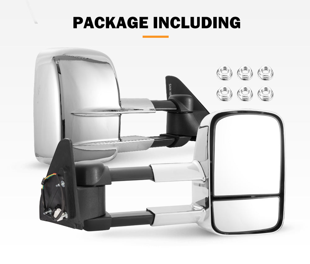 Pair Extendable Towing Mirrors Gen1 for Toyota Prado 120 Series 2002-2009 - Sunyee