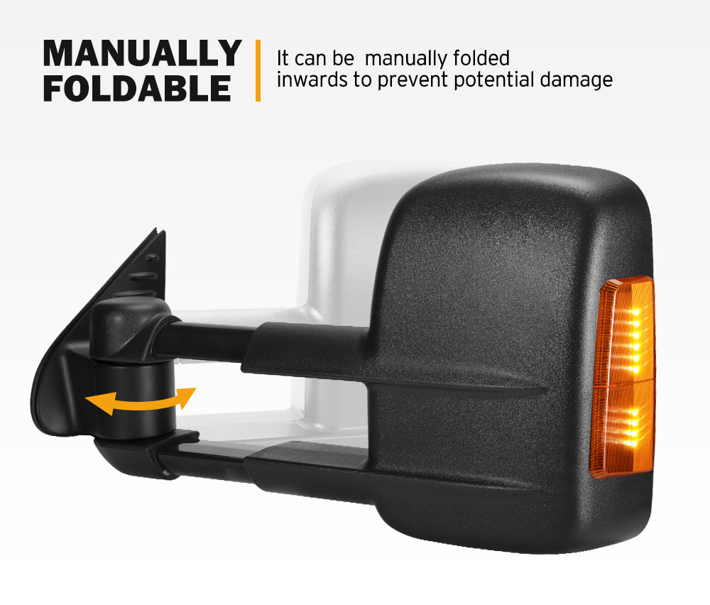 Pair Extendable Towing Side Mirrors Gen1 suits Toyota HILUX 2015-ON N80 - Sunyee