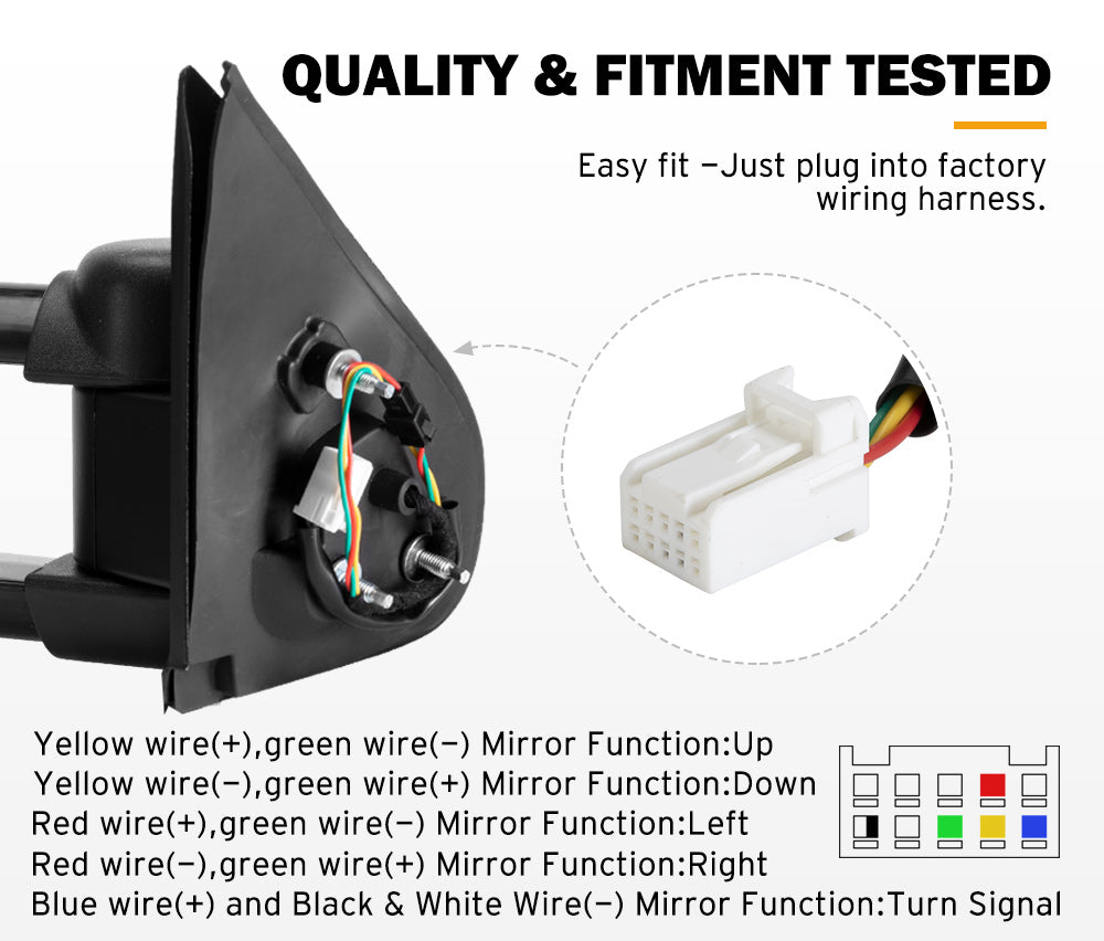 Pair Extendable Towing Side Mirrors Gen1 suits Toyota HILUX 2015-ON N80 - Sunyee