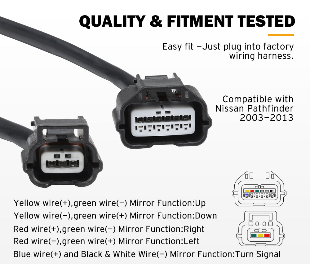 Pair Extendable Towing Side Mirrors Gen1 for Nissan Pathfinder MY 2003-2013 - Sunyee