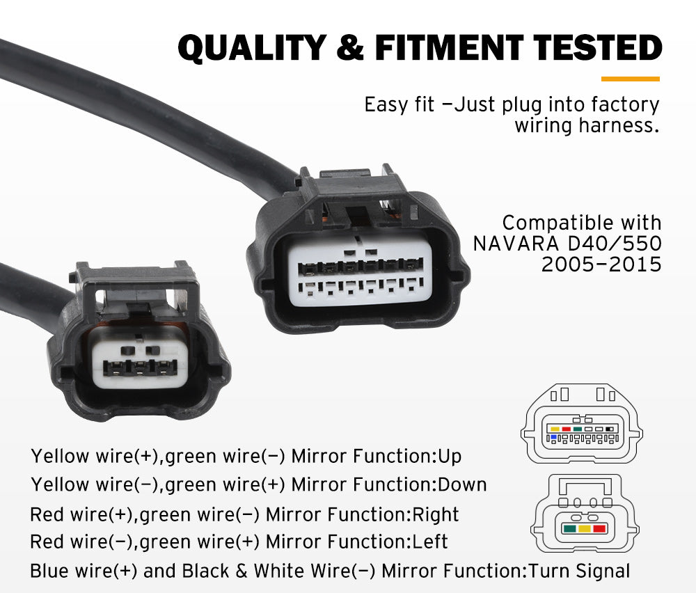 Pair Extendable Towing Side Mirrors Gen1 for Nissan Navara D40 2005-2015 - Sunyee