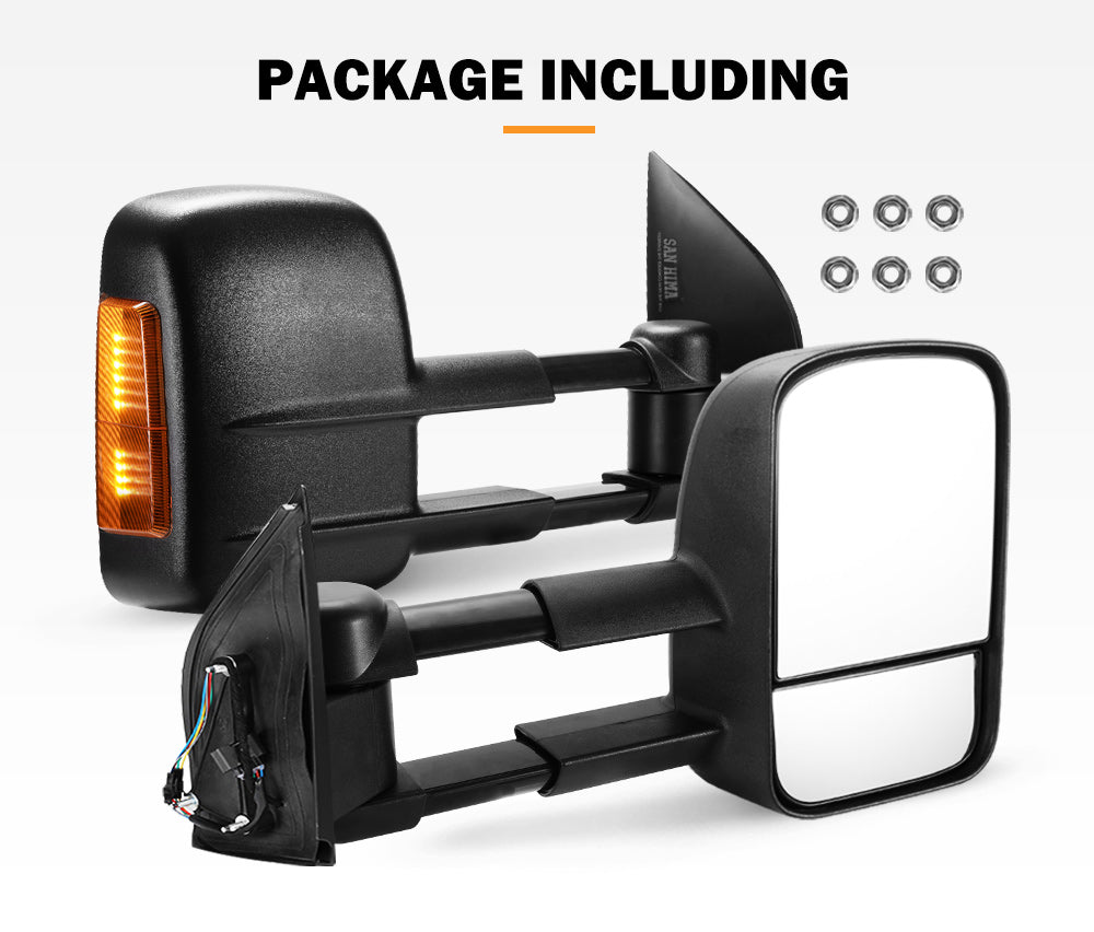 Pair Extendable Towing Side Mirrors Gen1 for Nissan Navara D40 2005-2015 - Sunyee