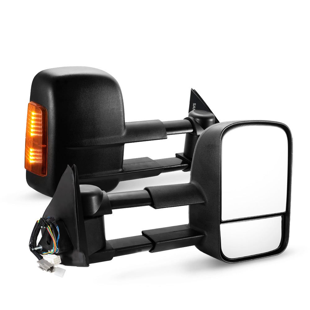 San Hima Pair Extendable Towing Mirrors Gen1 for Isuzu D-MAX DMAX 2007-2011 Black - Sunyee
