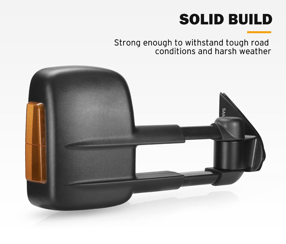 San Hima Pair Extendable Towing Mirrors Gen1 for Isuzu D-MAX DMAX 2007-2011 Black - Sunyee
