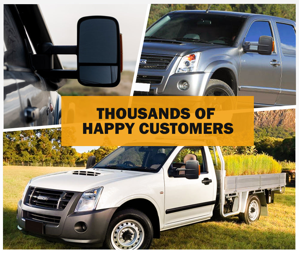 San Hima Pair Extendable Towing Mirrors Gen1 for Isuzu D-MAX DMAX 2007-2011 Black - Sunyee