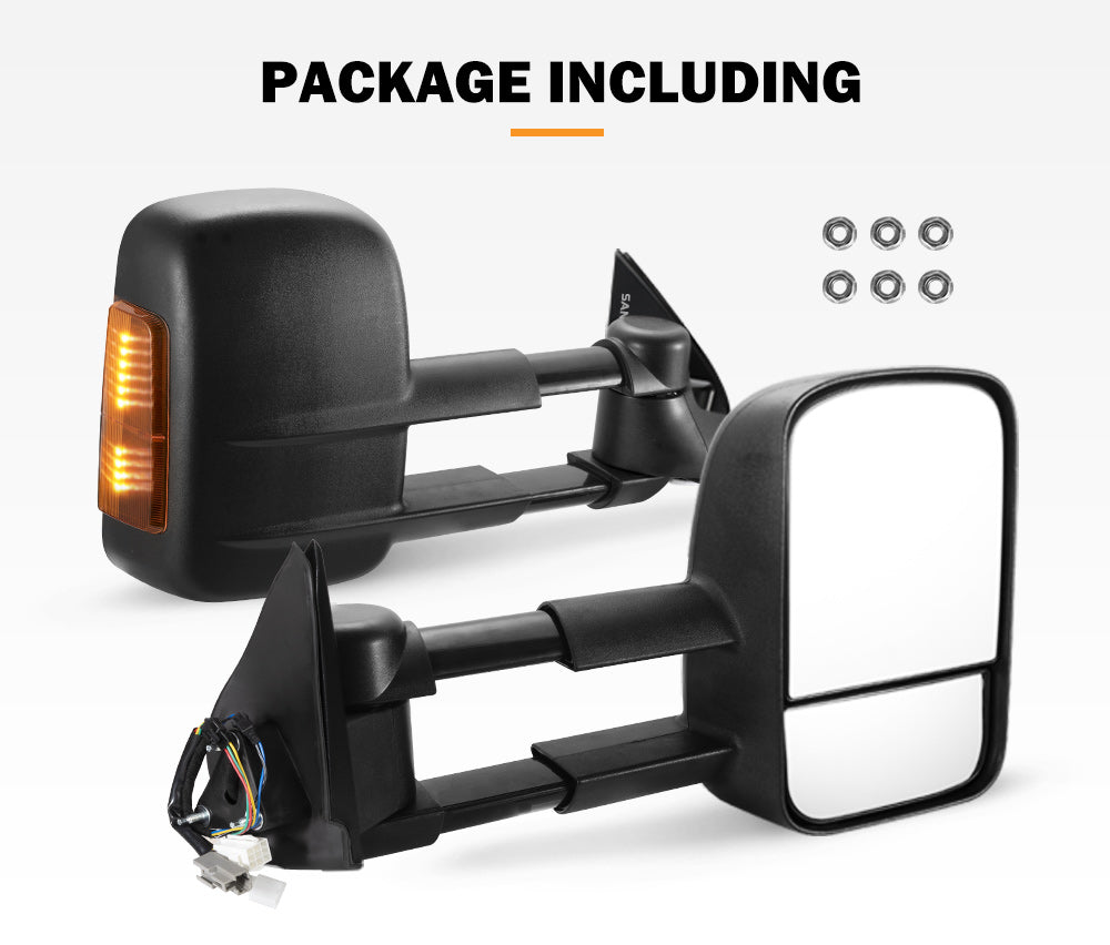 San Hima Pair Extendable Towing Mirrors Gen1 for Isuzu D-MAX DMAX 2007-2011 Black - Sunyee