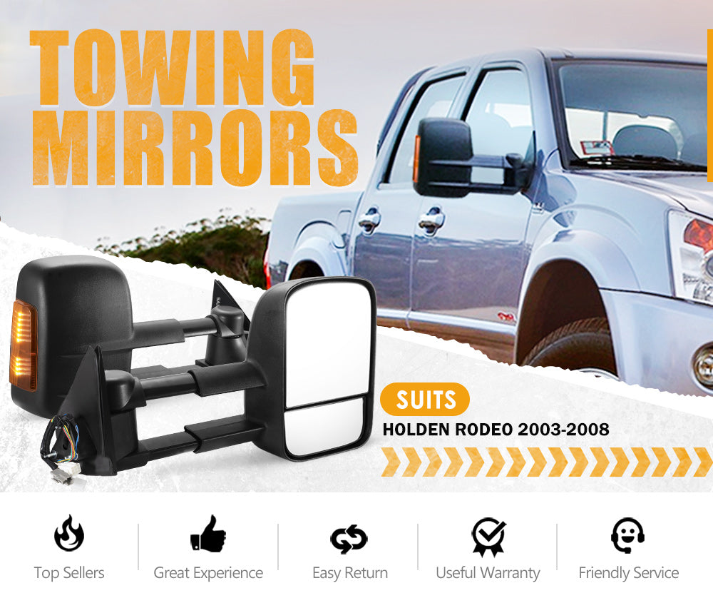 Pair Extendable Towing Side Mirrors Gen1 for Holden Rodeo 2003-2008 - Sunyee