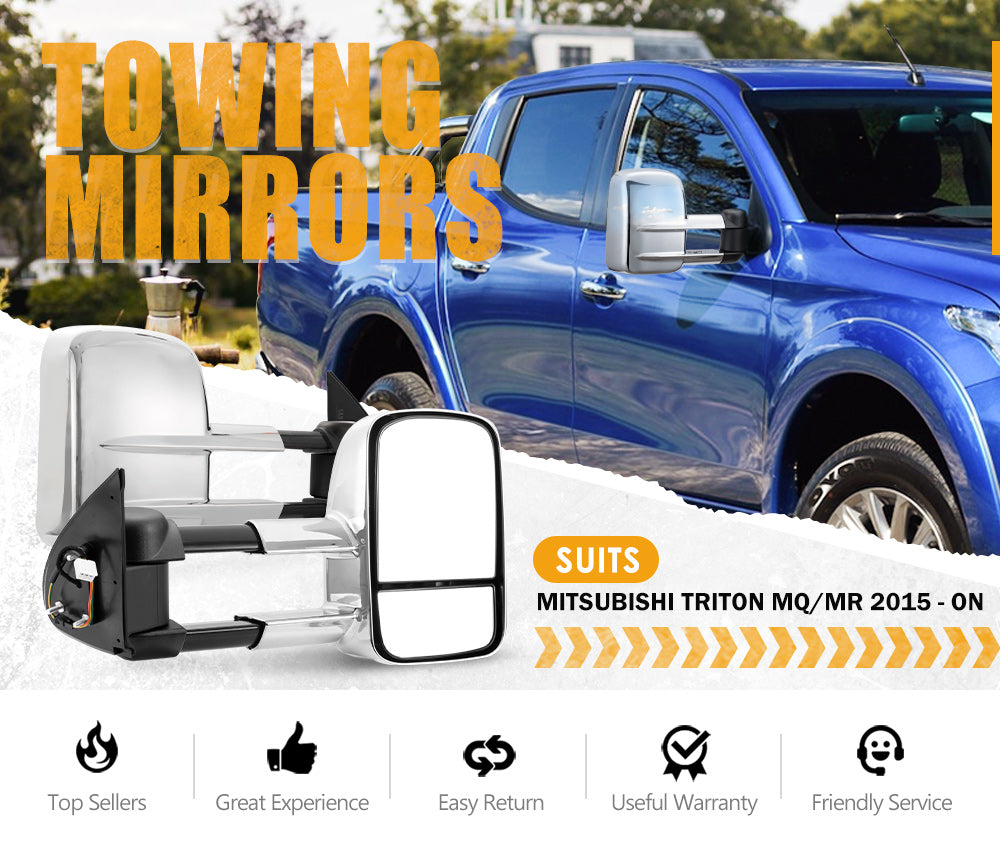 San Hima Extendable Towing Mirrors Gen1 for Mitsubishi Triton MQ/MR 2015 - ON - Sunyee