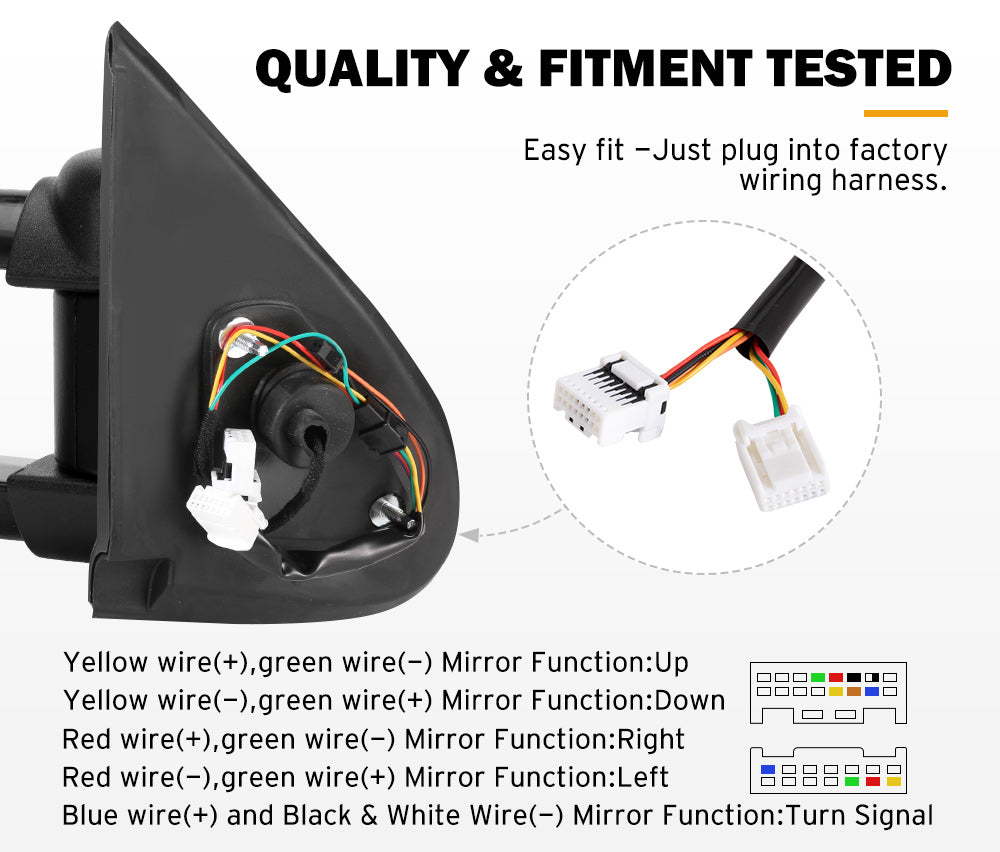 Pair Extendable Towing Side Mirrors Gen1 suits Mitsubishi Triton MQ/MR 2015 - 2024 - Sunyee