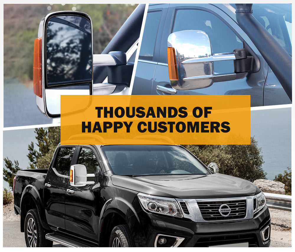 San Hima Extendable Towing Mirrors Gen1 For Nissan Navara D23 2015-On Chrome