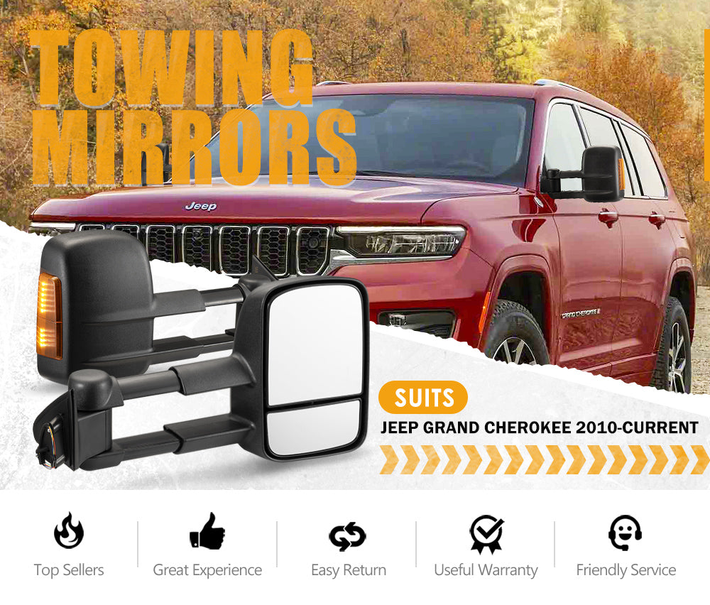 San Hima Extendable Towing Mirrors Gen1 For Jeep Grand Cherokee 2010-Current - Sunyee
