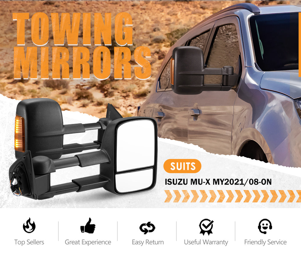 San Hima Extendable Towing Mirrors Gen1 For Isuzu MU-X MY2021/08-ON