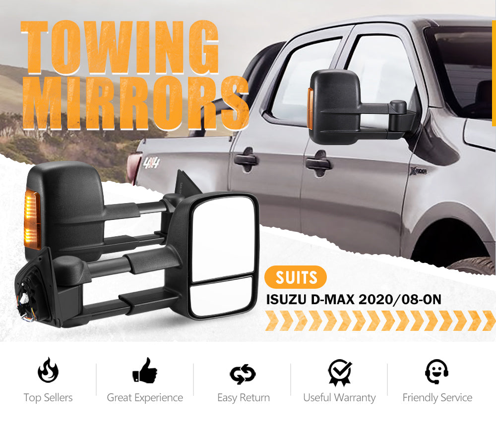 San Hima Extendable Towing Mirrors Gen1 For Isuzu D-MAX DMAX 2020/08-ON