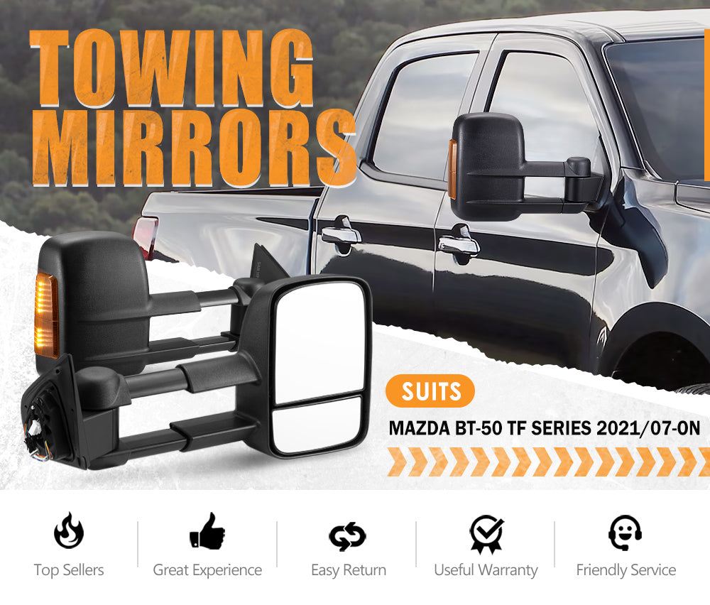 San Hima Extendable Towing Mirrors Gen1 For Mazda BT-50 BT50 TF Series 2021/07-ON