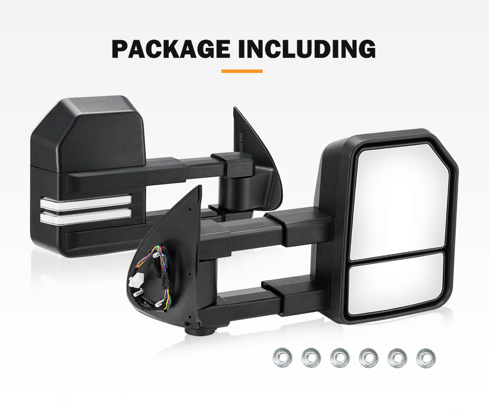 San Hima Pair Extendable Towing Mirrors Gen2 for Toyota HILUX 2005-2015 N70 Black - Sunyee