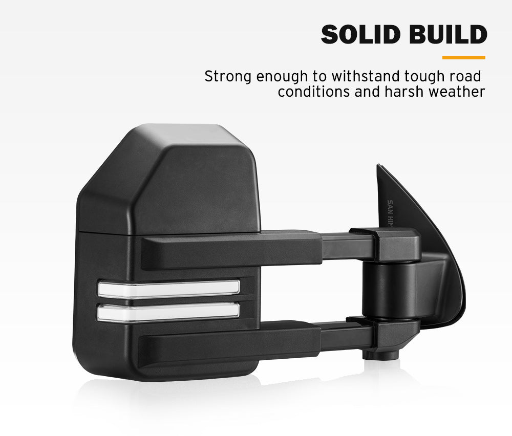 San Hima Pair Extendable Towing Mirrors Gen2 for Toyota HILUX 2005-2015 N70 Black - Sunyee