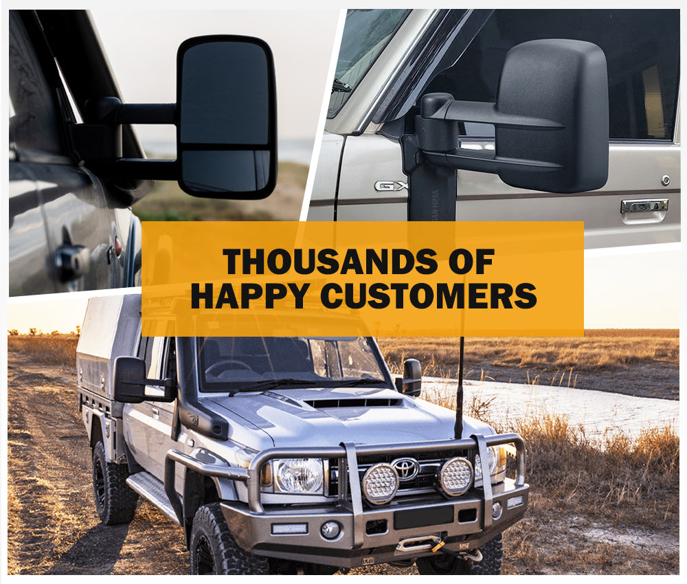 San Hima Pair Extendable Towing Mirrors Gen1 For Toyota Landcruiser 70-79 Series 1984-Current - Sunyee