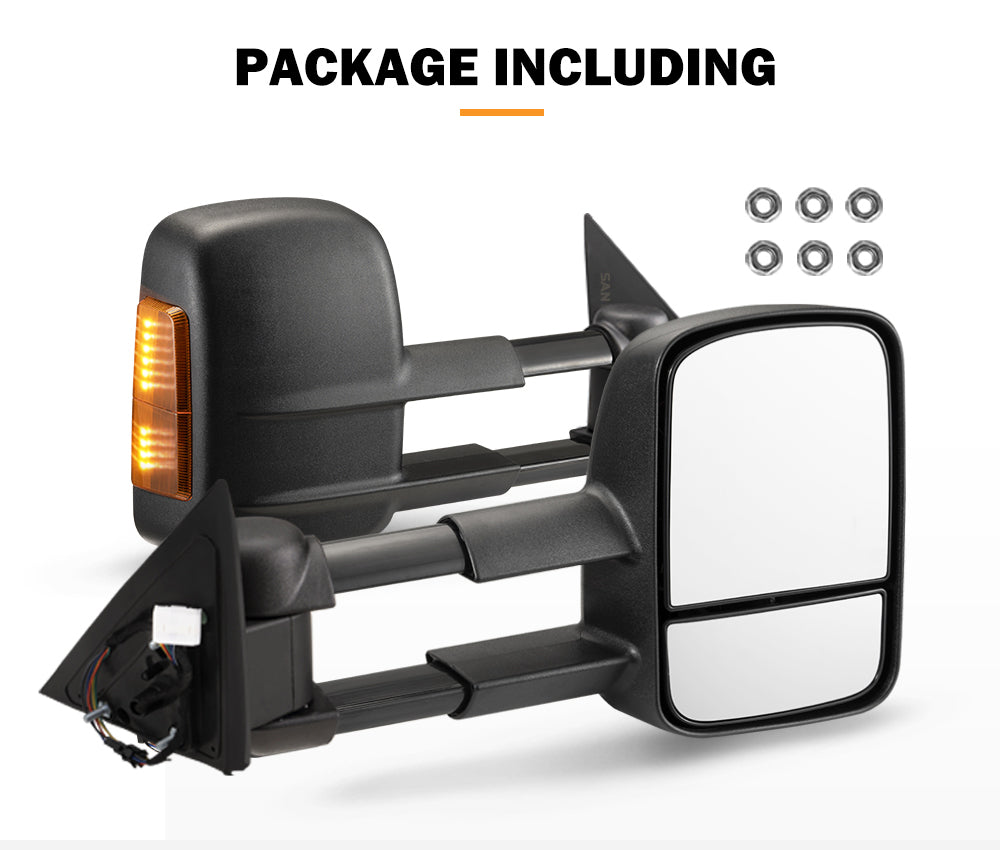 San Hima Pair Extendable Towing Mirrors Gen1 For Nissan Patrol Y62 2013-Current
