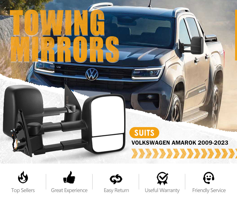San Hima Pair Extendable Towing Mirrors Gen1 For Volkswagen Amarok 2009-2023 - Sunyee