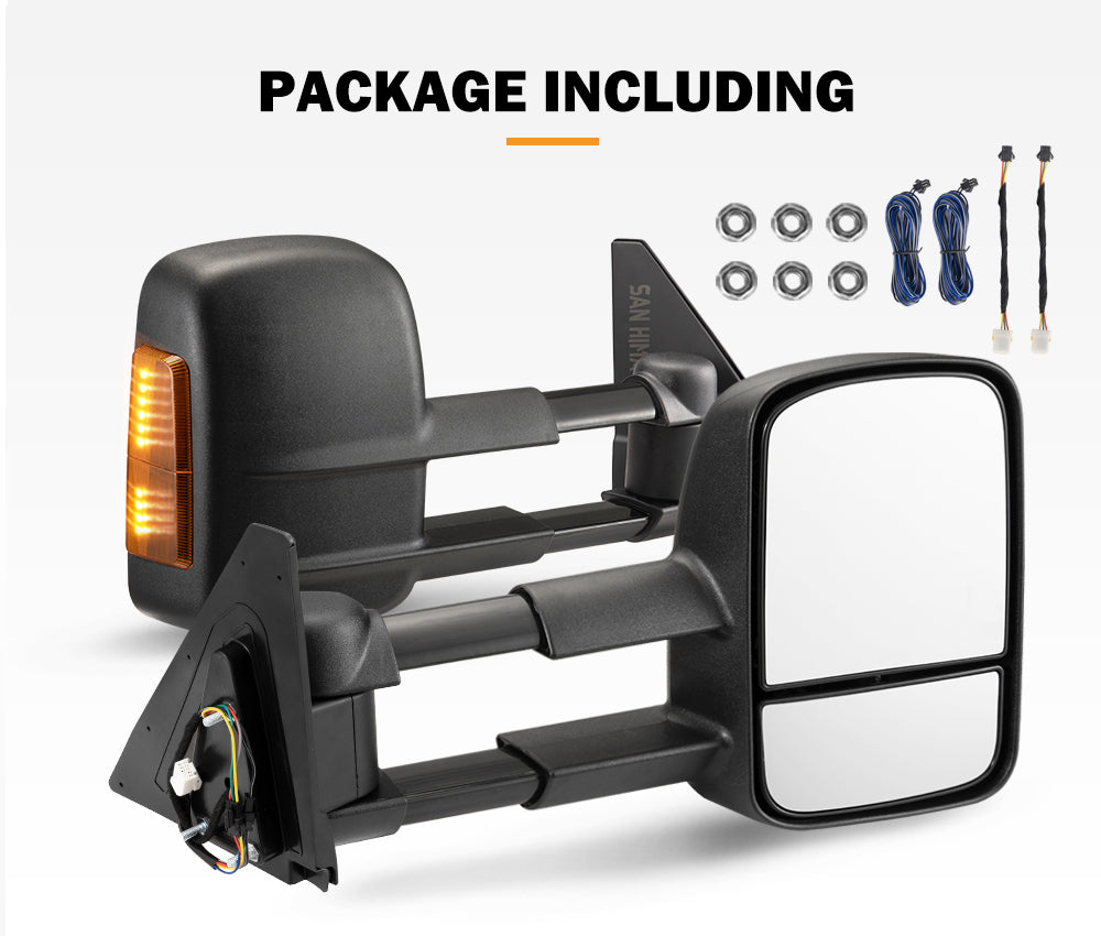 San Hima Pair Extendable Towing Mirrors Gen1 For Mitsubishi Pajero 2001-2015