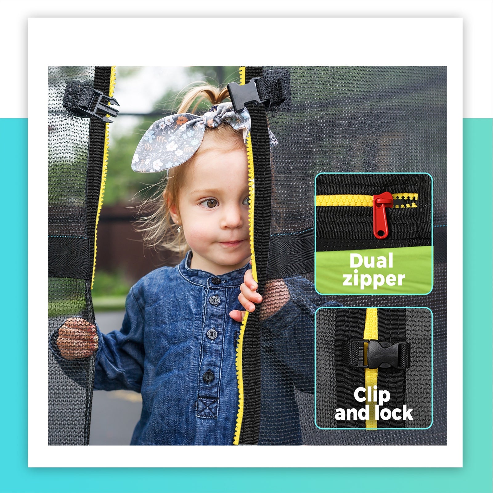 Mazam 10FT Round Spring Trampolines Kids Safety Net Enclosure w/ Basketball Set - Sunyee