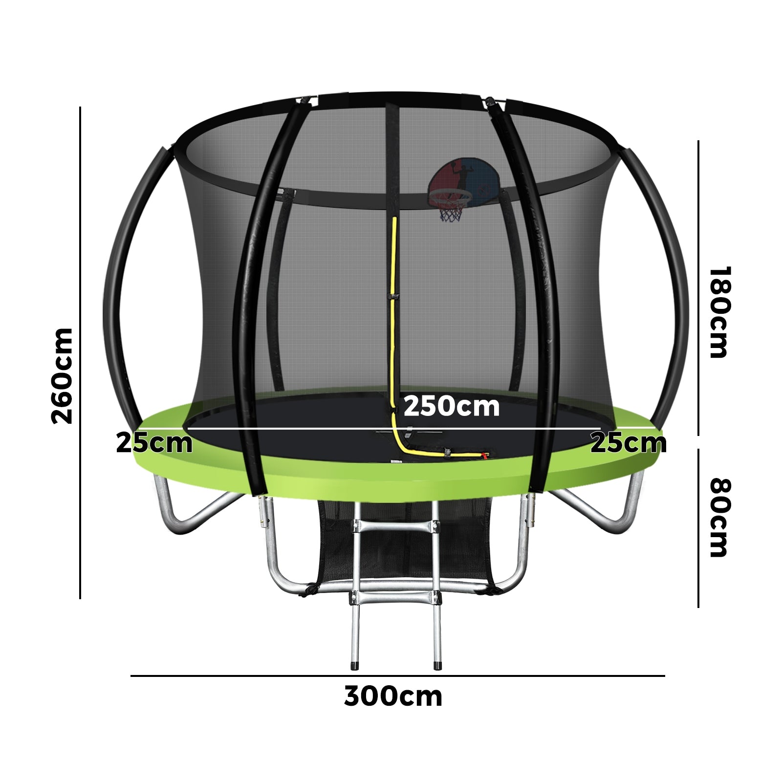 Mazam 10FT Round Spring Trampolines Kids Safety Net Enclosure w/ Basketball Set - Sunyee