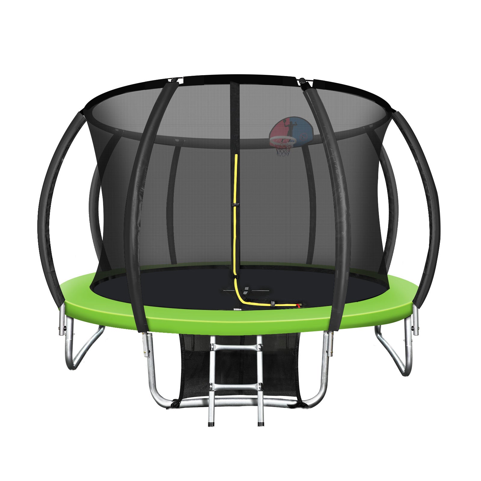 Mazam 10FT Round Spring Trampolines Kids Safety Net Enclosure w/ Basketball Set - Sunyee