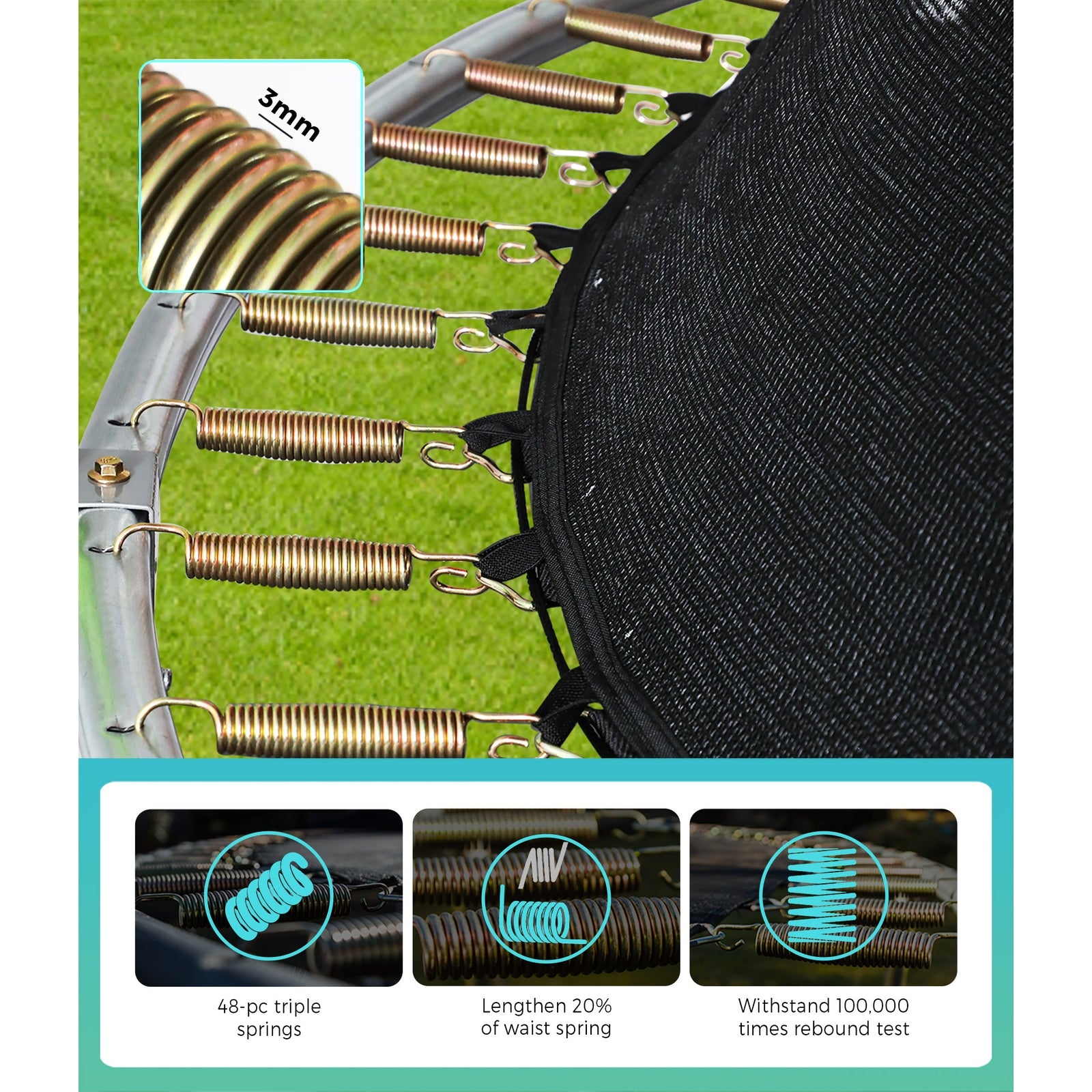 Mazam 10FT Trampoline Round Trampolines Kids Enclosure Safety Net Pad Outdoor - Sunyee