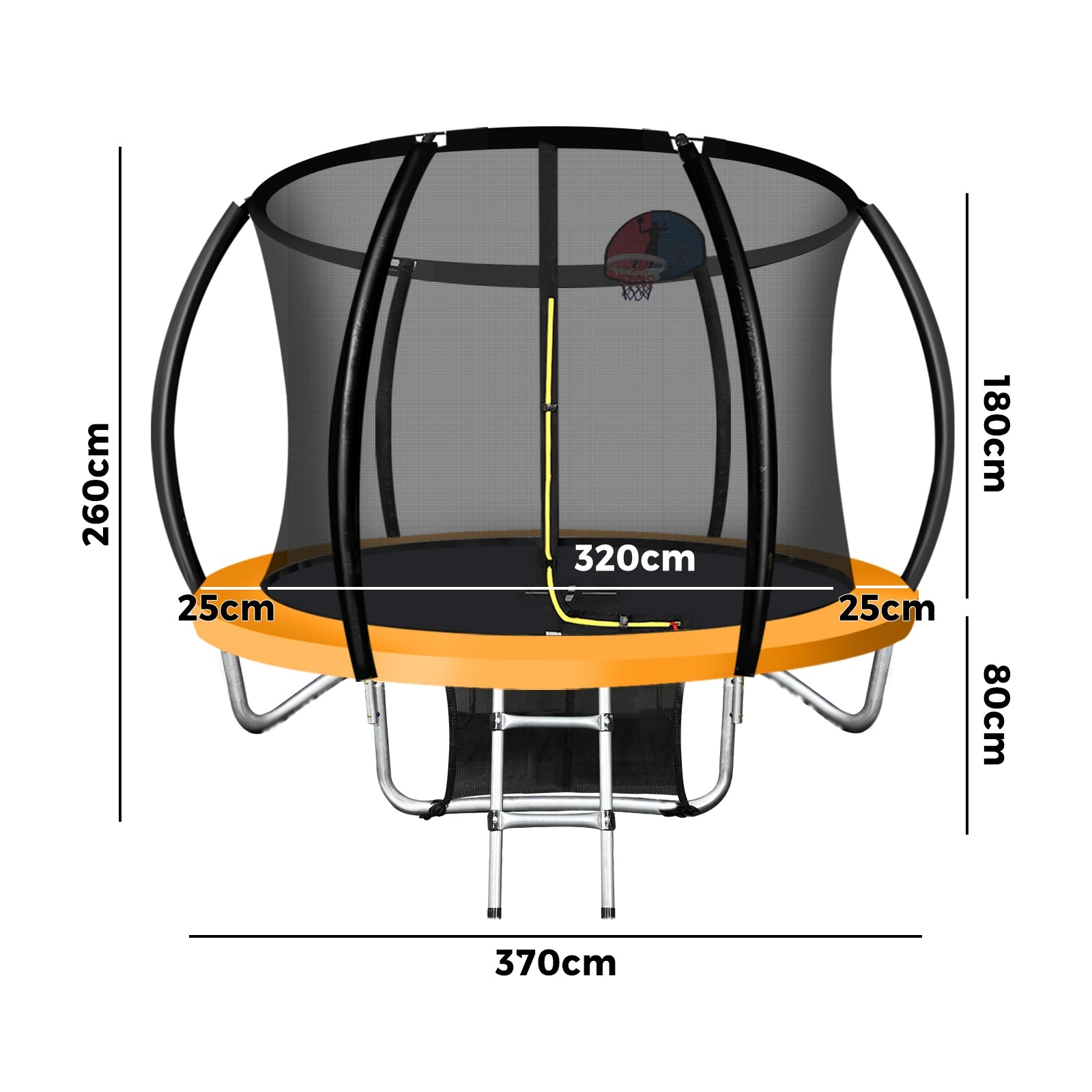 Mazam 12FT Trampoline Kids Round Trampolines Basketball set Safety Net Enclosure - Sunyee
