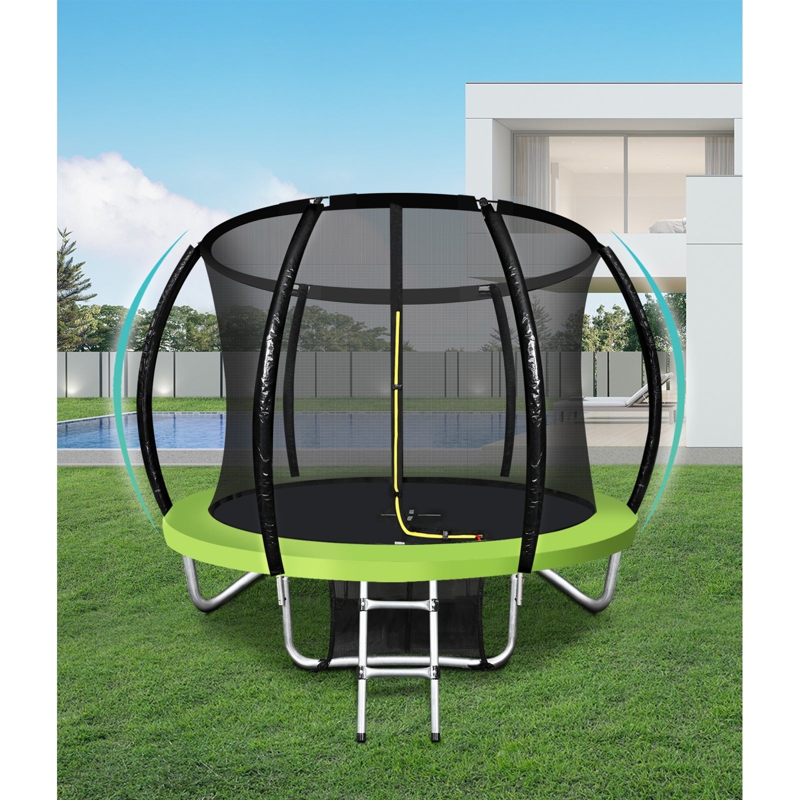 Mazam 8FT Trampoline Round Trampolines Kids Enclosure Safety Net Outdoor Indoor - Sunyee