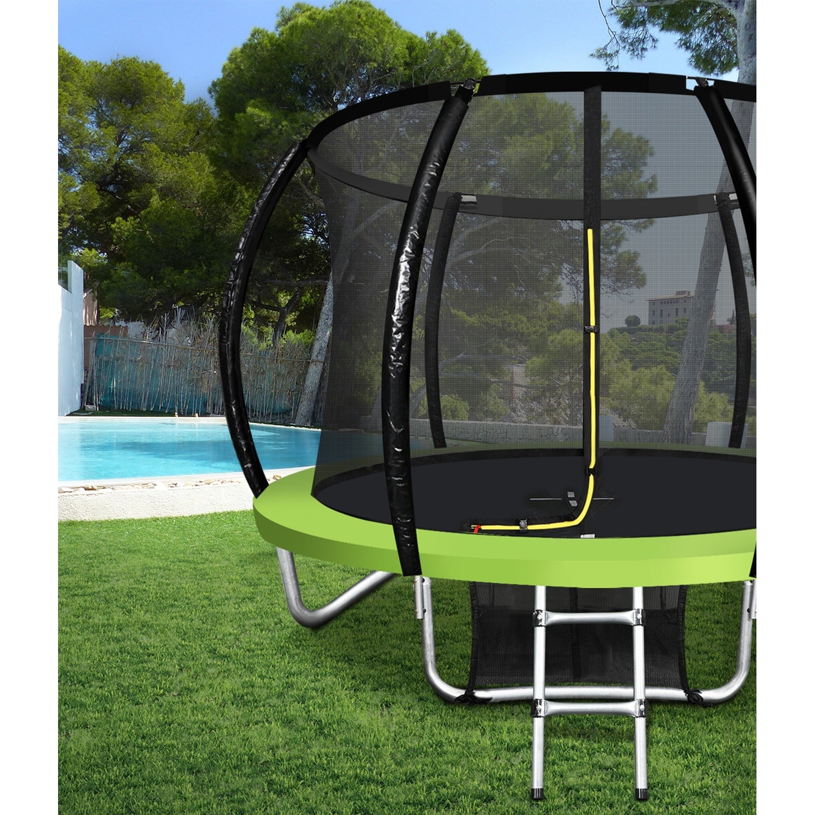 Mazam 8FT Trampoline Round Trampolines Kids Enclosure Safety Net Outdoor Indoor - Sunyee