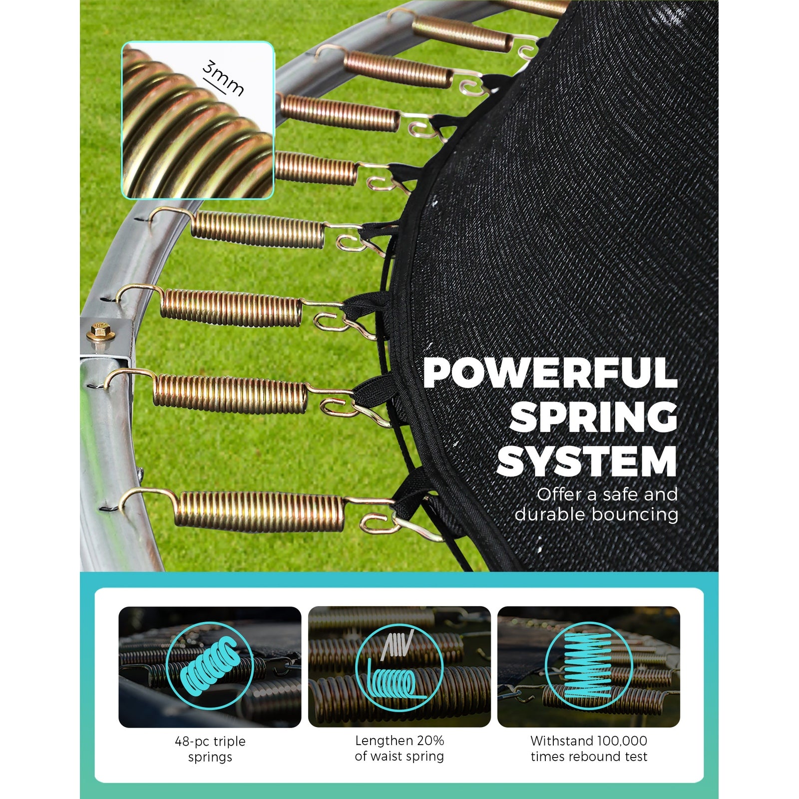 Mazam 8FT Trampoline Round Trampolines Kids Enclosure Safety Net Outdoor Indoor - Sunyee