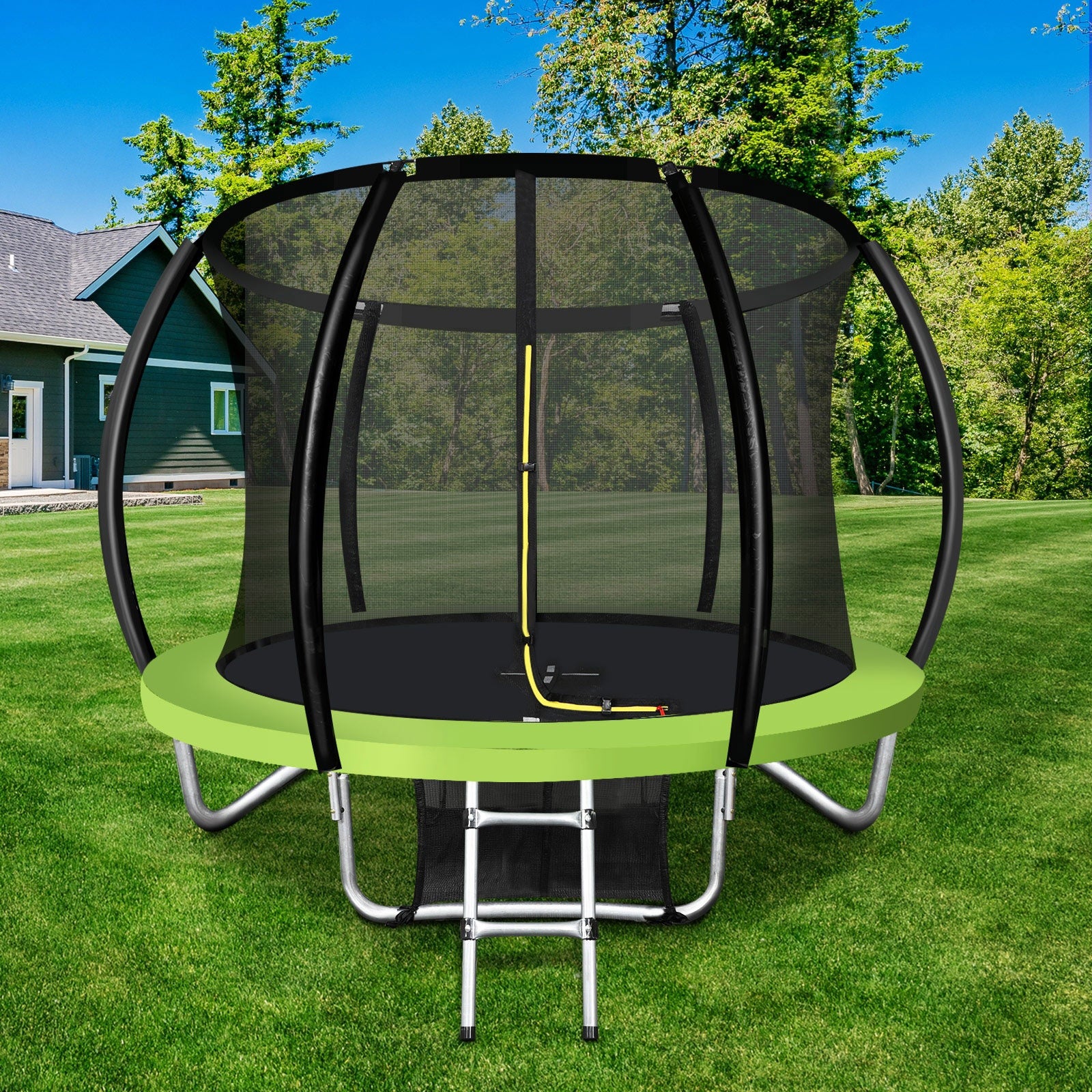Mazam 8FT Trampoline Round Trampolines Kids Enclosure Safety Net Outdoor Indoor - Sunyee