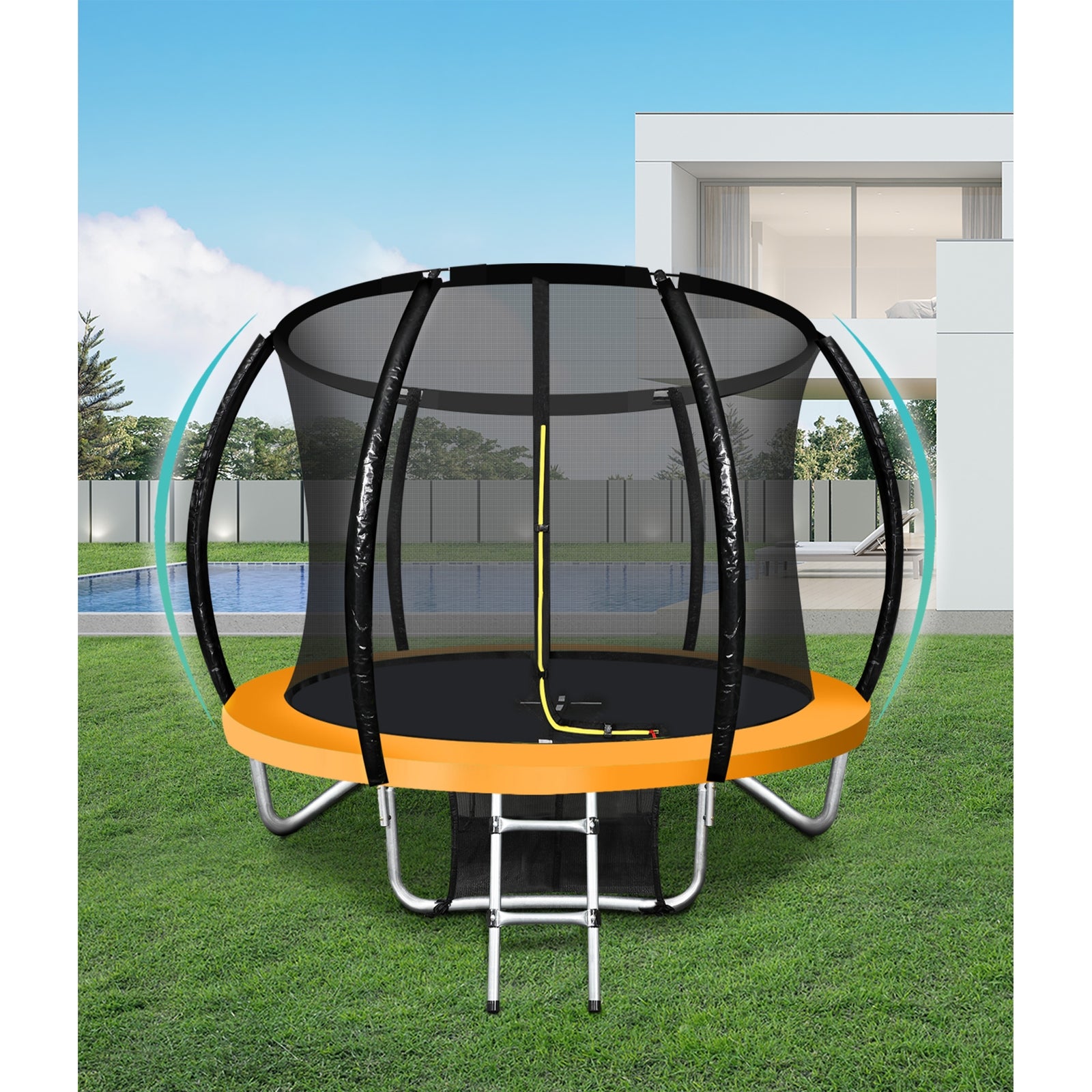 Mazam 8FT Trampoline Spring Round Trampolines Safety Net Pad Kids Gift Outdoor - Sunyee