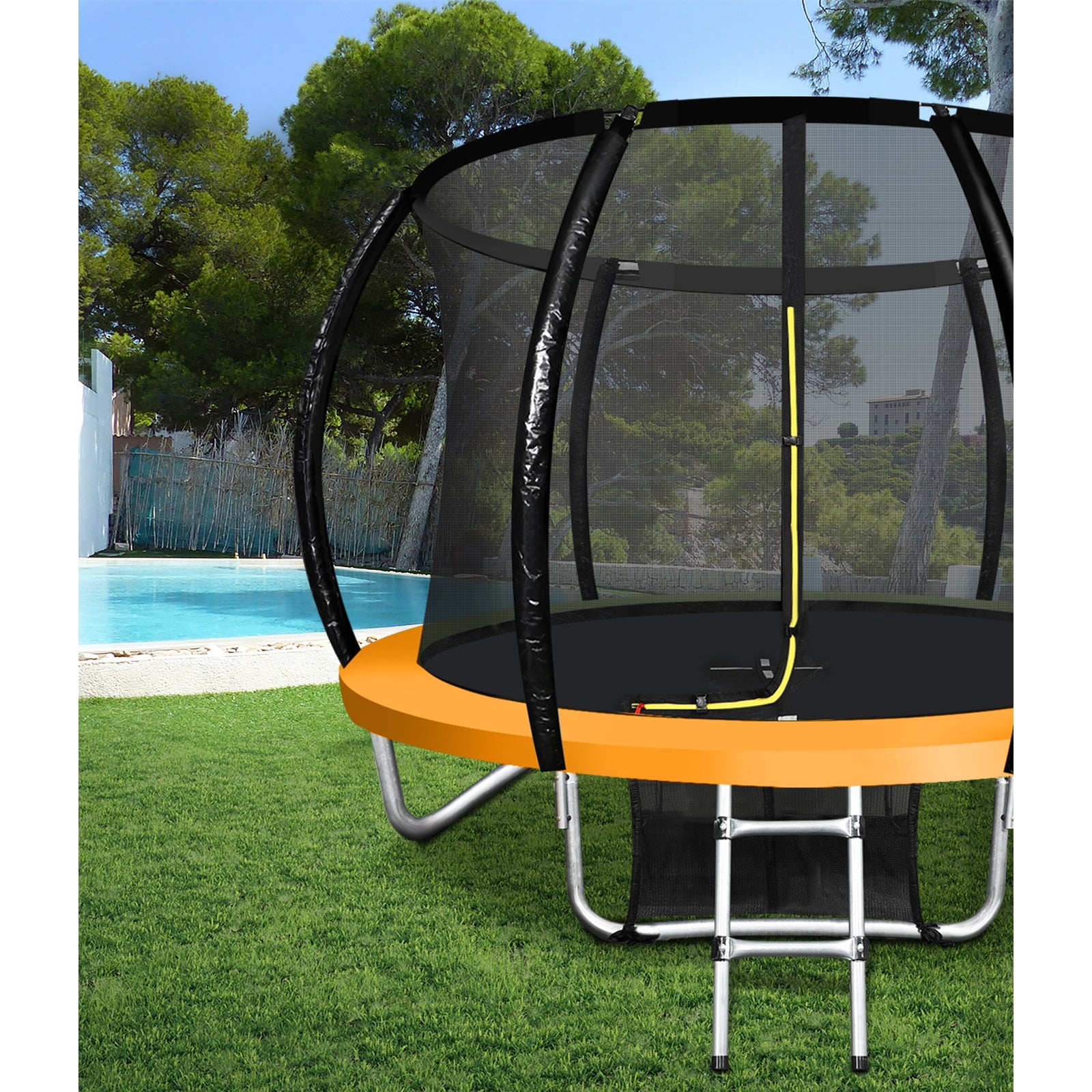 Mazam 8FT Trampoline Spring Round Trampolines Safety Net Pad Kids Gift Outdoor - Sunyee