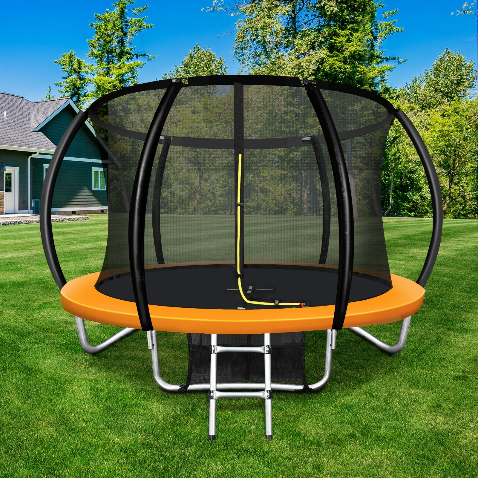 Mazam 8FT Trampoline Spring Round Trampolines Safety Net Pad Kids Gift Outdoor - Sunyee