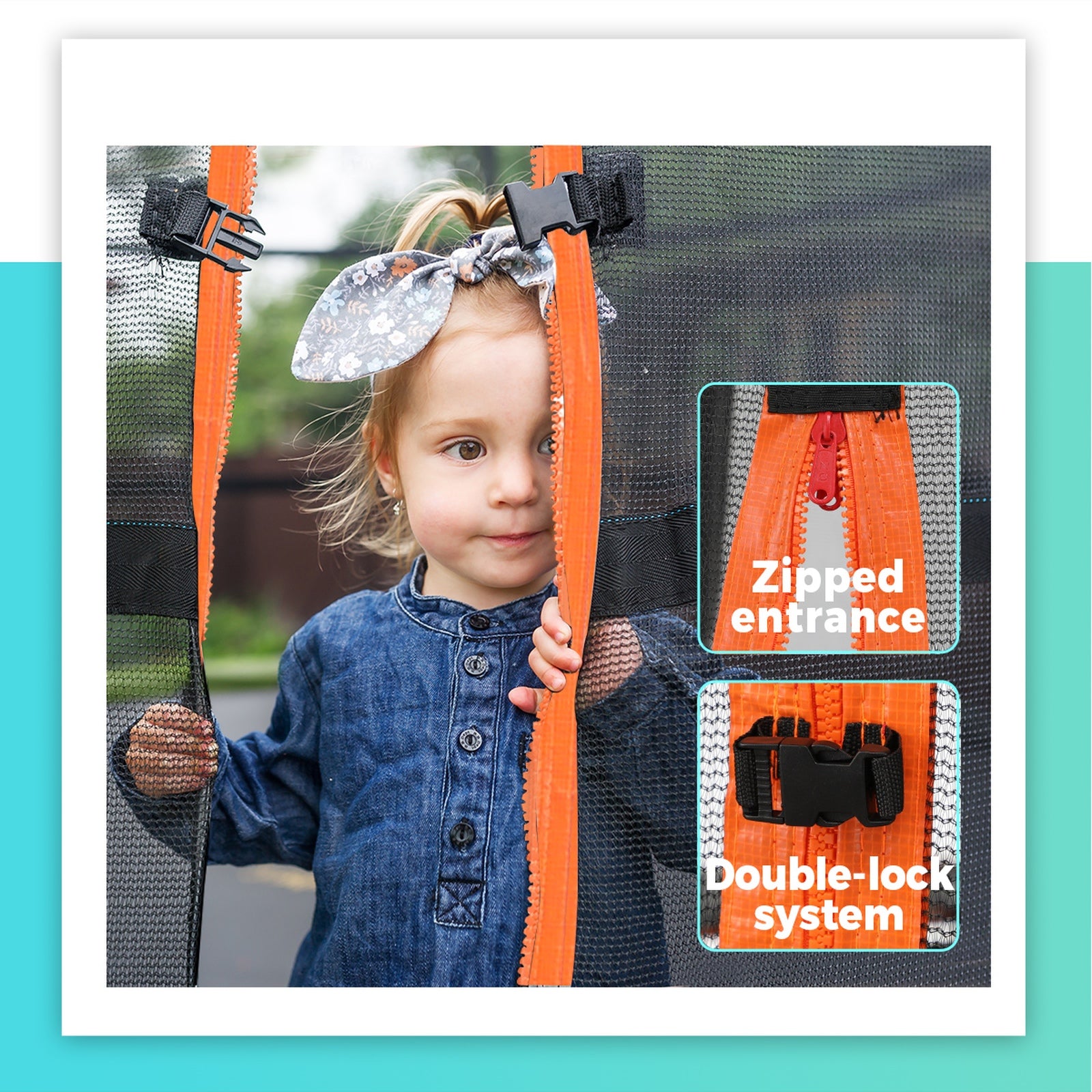 Mazam 10FT Trampoline Kids Tramplines Safety Net Basketball Set Ladder Round - Sunyee