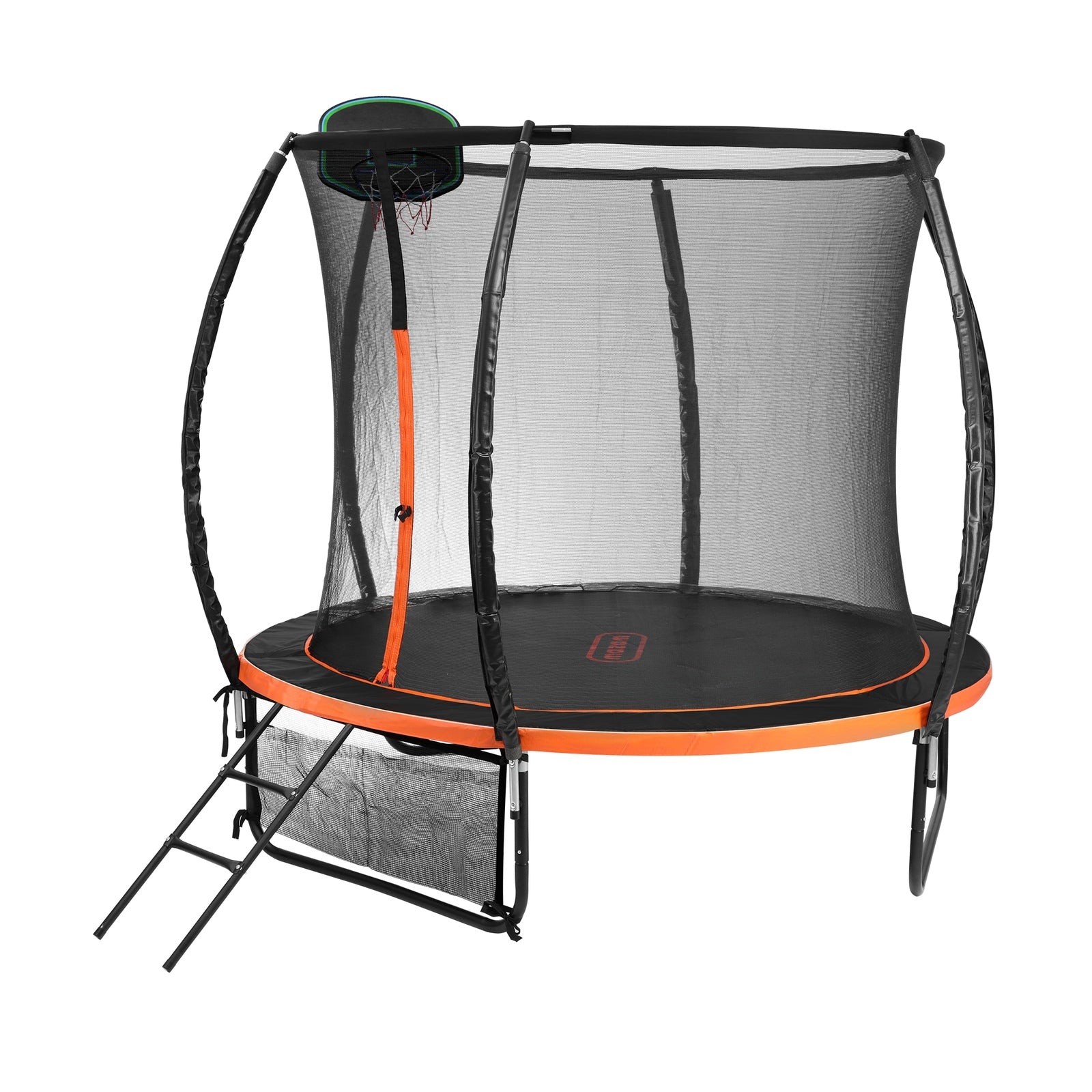 Mazam 10FT Trampoline Kids Tramplines Safety Net Basketball Set Ladder Round - Sunyee