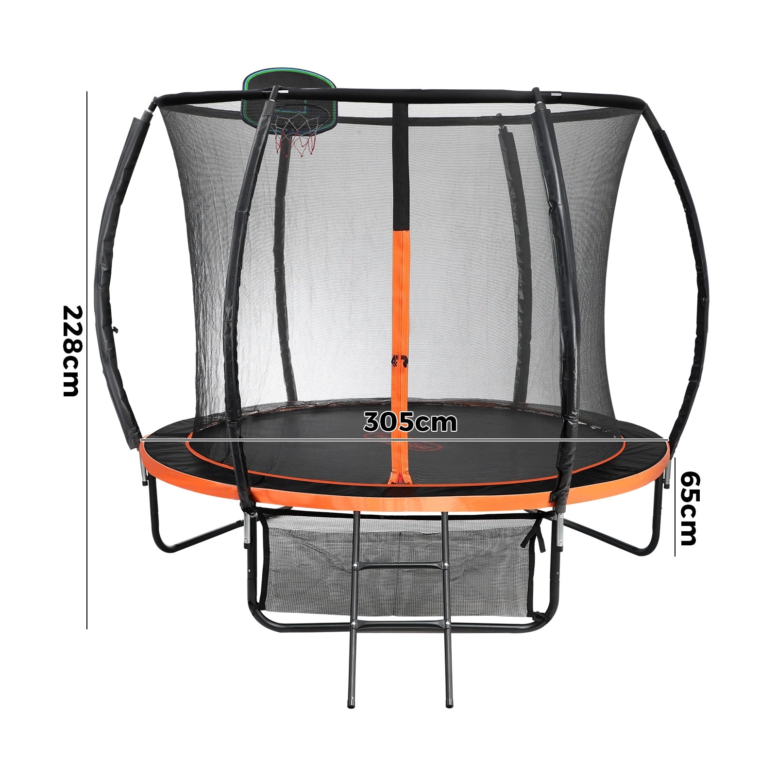 Mazam 10FT Trampoline Kids Tramplines Safety Net Basketball Set Ladder Round - Sunyee
