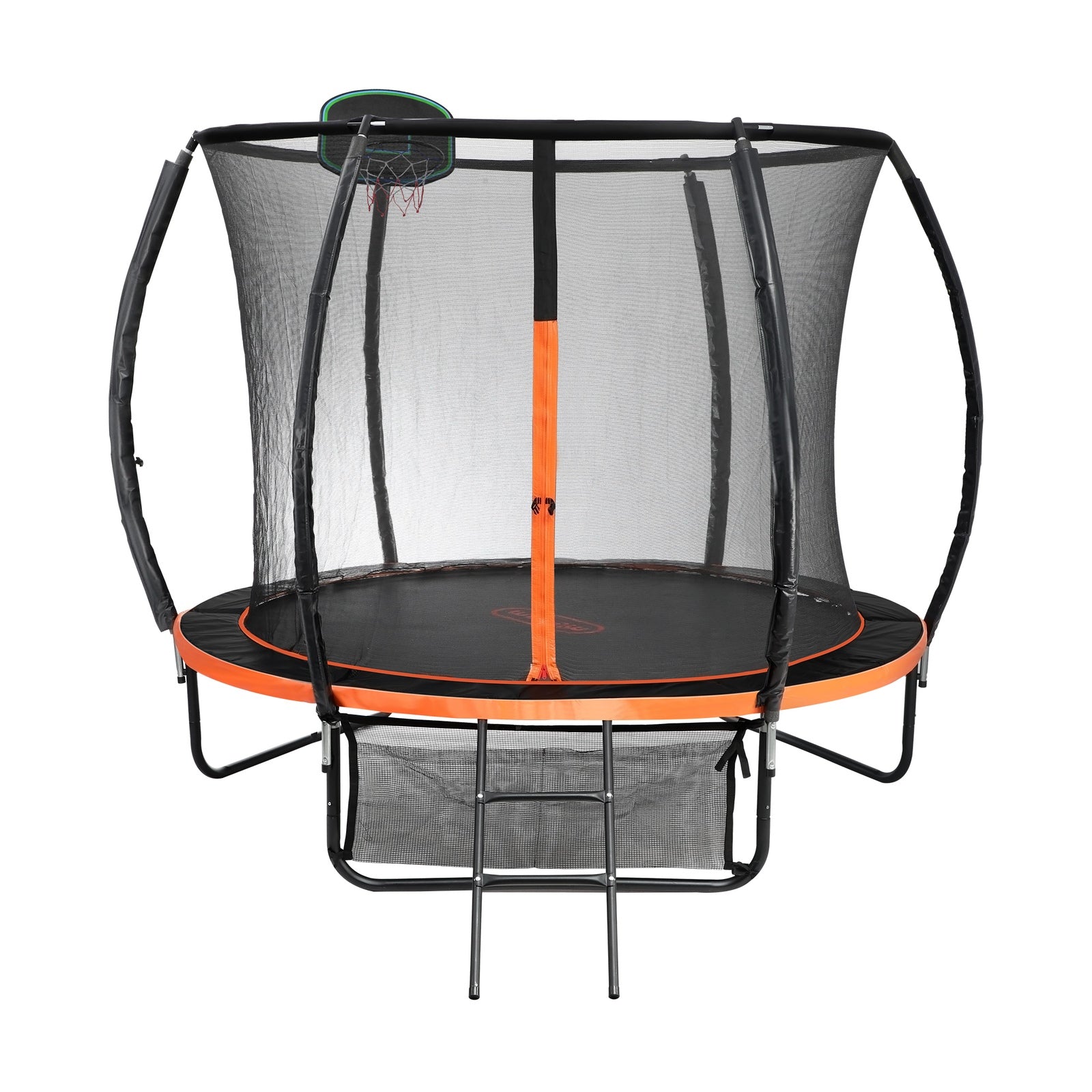 Mazam 10FT Trampoline Kids Tramplines Safety Net Basketball Set Ladder Round - Sunyee