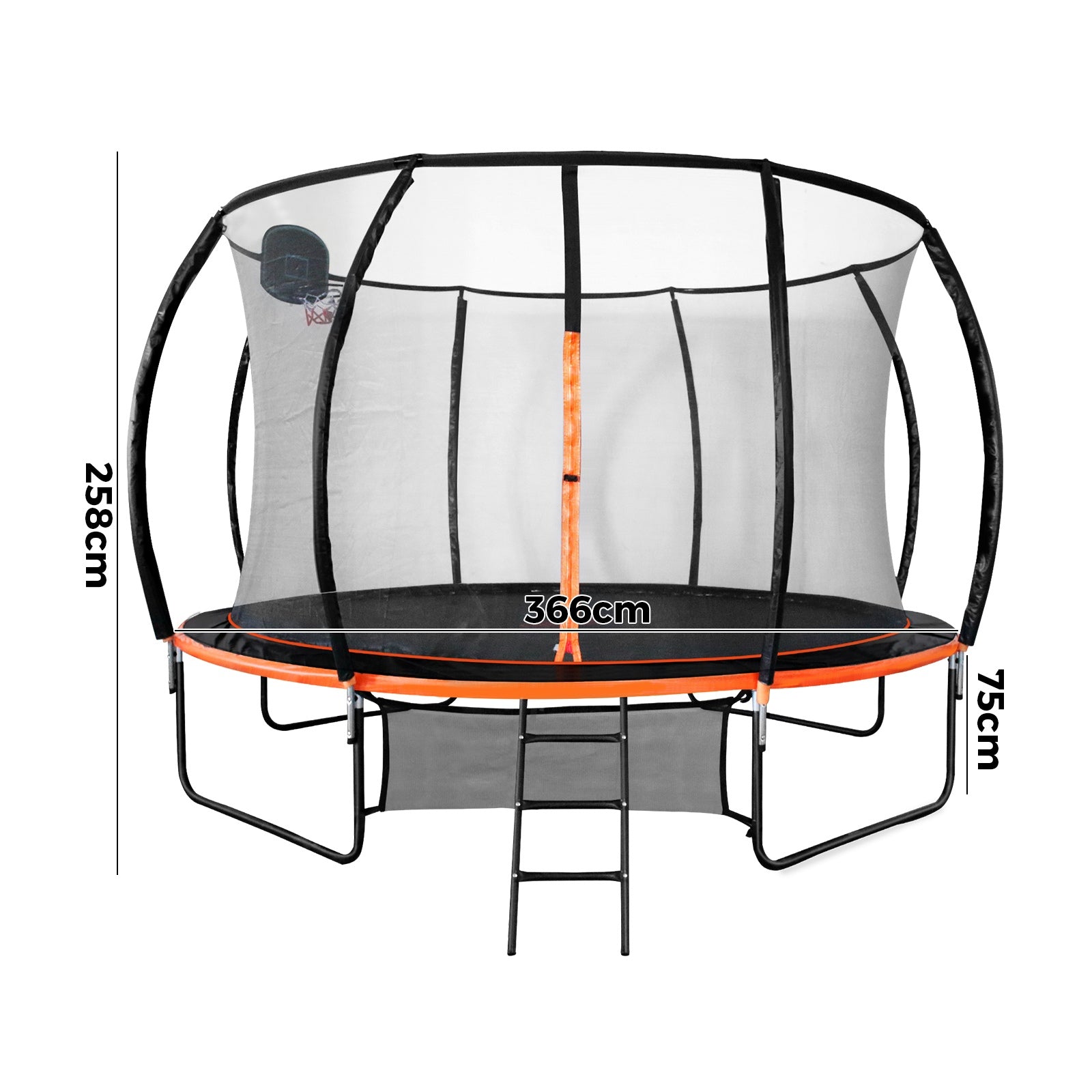 Mazam 12FT Trampoline Kids Tramplines Safety Net Basketball Set Ladder Round - Sunyee